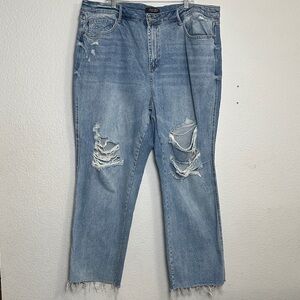 Judy Blue High Waist 24W Rigid Magic 90s Destroy Straight Distressed Denim Jeans